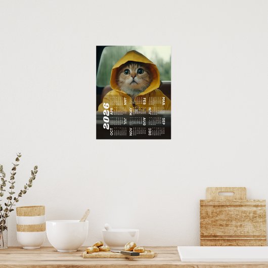 Poster Calendrier 2026 avec photo vue annuelle moderne (Cuisine)