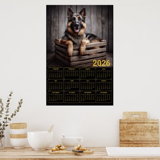 Poster Calendrier 2026 Berger Allemand (Cuisine)