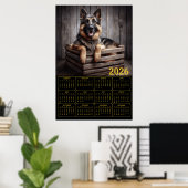 Poster Calendrier 2026 Berger Allemand (Bureau à domicile)