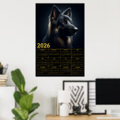Poster Calendrier 2026 Berger Allemand – Portrait Gras  (Bureau à domicile)