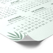 Poster Calendrier 2026 Boho Floral Esthétique Vert Menthe (Coin)