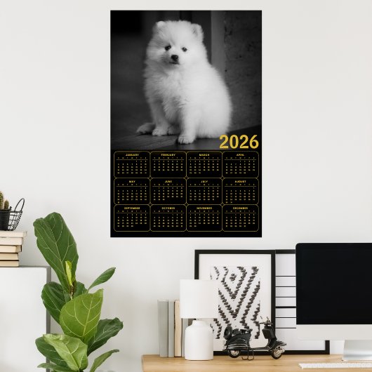 Poster Calendrier 2026 de chiot Bichon Frise (Bureau à domicile)