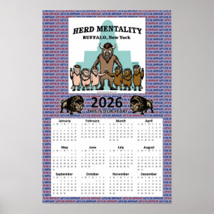 Poster Calendrier 2026 de la Mentalité de Troupeau (12 x