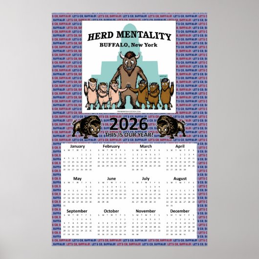 Poster Calendrier 2026 de la Mentalité de Troupeau (18 x  (Devant)