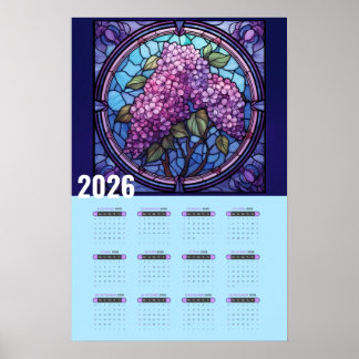 Poster Calendrier 2026 du lilas violet mural