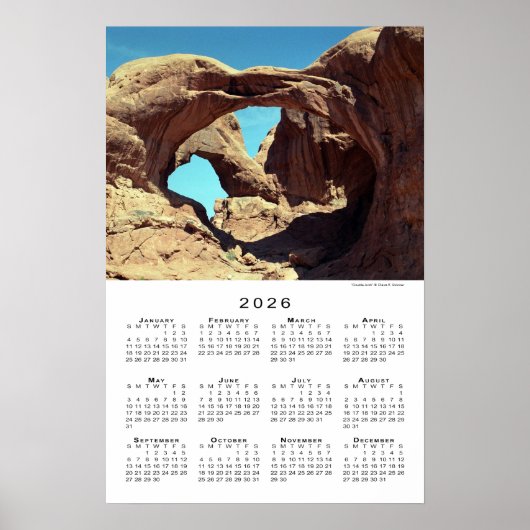 Poster Calendrier 2026 du paysage désertique de Double Ar (Devant)