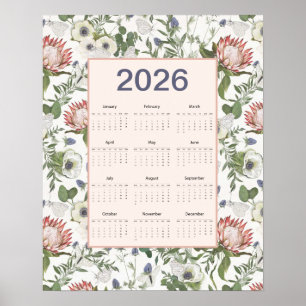 Poster Calendrier 2026 Fleurs Papillons