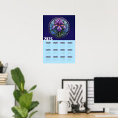 Poster Calendrier 2026 Iris Violet Mural (Bureau à domicile)