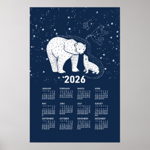 Poster Calendrier 2026 Ours Polaire Baiser