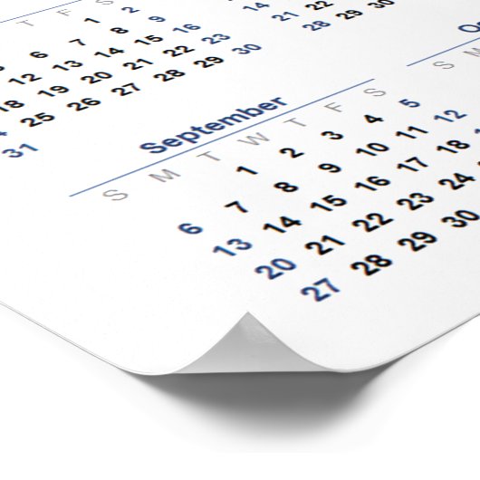 Poster Calendrier 2026 Par Mois Accueil Bureau scolaire M (Coin)