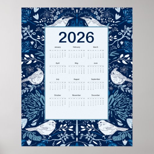 Poster Calendrier 2026 pour les oiseaux (Devant)