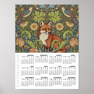 Poster Calendrier 2026, Renard de jardin, Huppe, William 