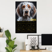 Poster Calendrier 2026 Setter Anglais Élégant (Bureau à domicile)