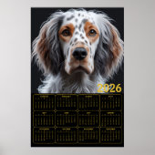 Poster Calendrier 2026 Setter Anglais Élégant (Devant)