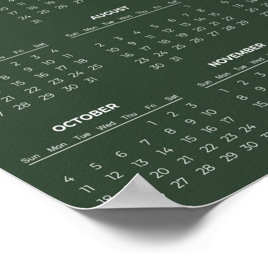 Poster Calendrier 2026 Simple et Élégant |  (Coin)