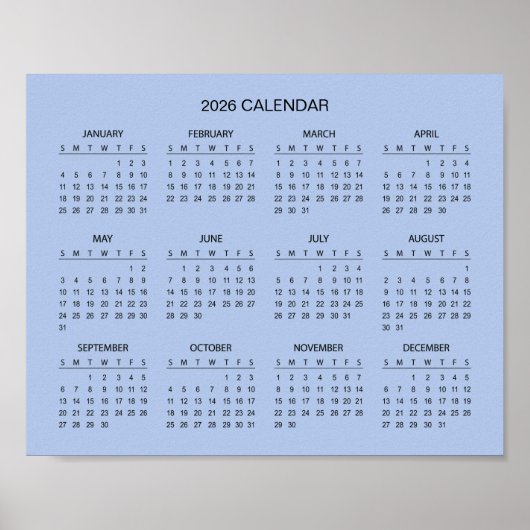 Poster Calendrier 2026 Simple mais Élégant |  (Devant)