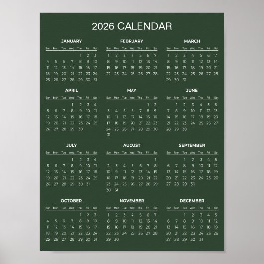 Poster Calendrier 2026 Simple mais Élégant |  (Devant)