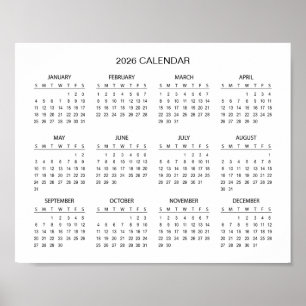 Poster Calendrier 2026 Simple mais Élégant