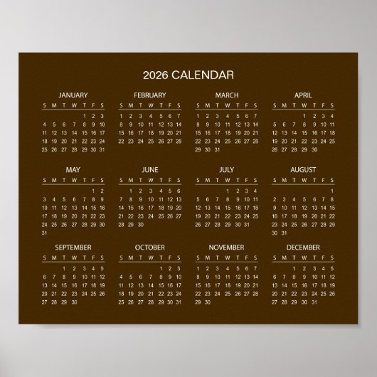 Poster Calendrier 2026 Simple mais Élégant | (Devant)