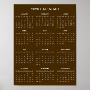 Poster Calendrier 2026 Simple mais Élégant