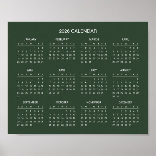 Poster Calendrier 2026 Simple mais Élégant |  (Devant)