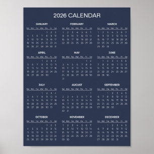 Poster Calendrier 2026 Simple mais Élégant