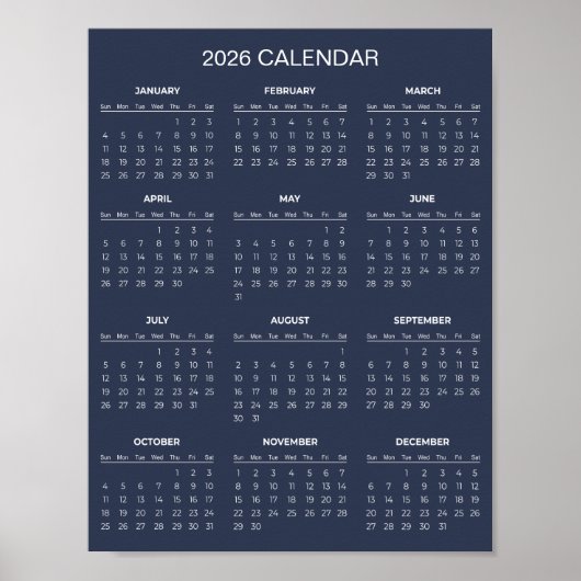 Poster Calendrier 2026 Simple mais Élégant |  (Devant)
