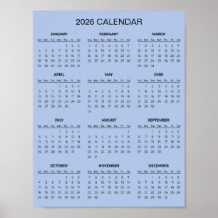 Poster Calendrier 2026 Simple mais Élégant