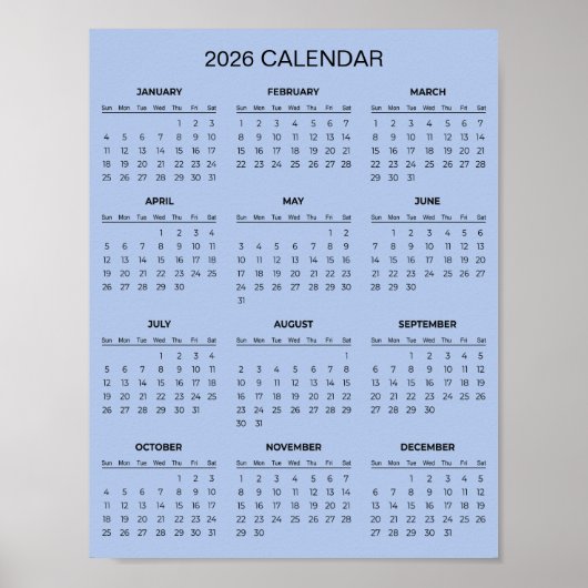 Poster Calendrier 2026 Simple mais Élégant |  (Devant)