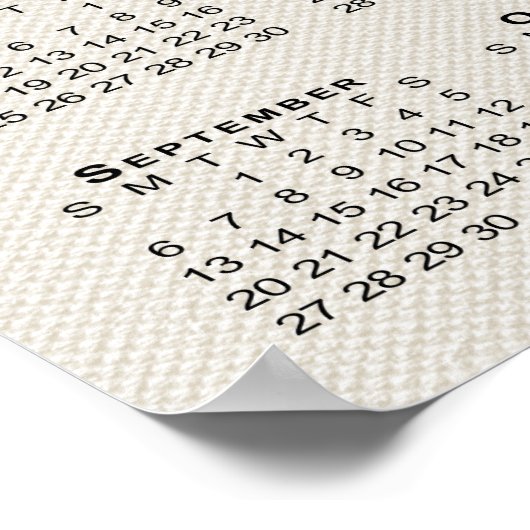 Poster Calendrier 2026 sur Faux Canvas Texture Modèle (Coin)