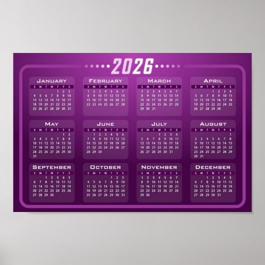 Poster Calendrier 2026 Violet (Devant)