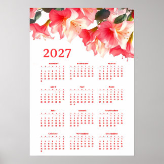 Poster Calendrier 2027 avec des fleurs