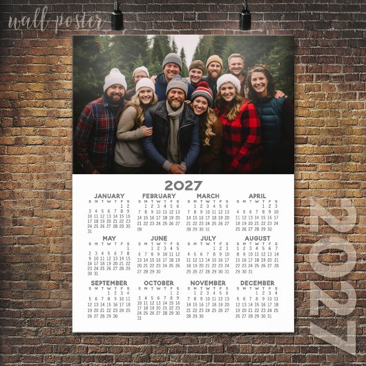 Poster Calendrier 2027 avec photo - Vue annuelle complète