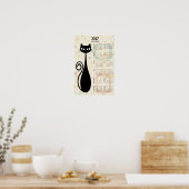 Poster Calendrier 2027 Chat Noir Rétro Atomique Milieu de (Cuisine)