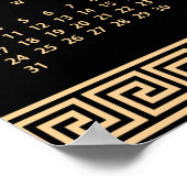 Poster Calendrier 2027, Frette Grecque, Beige sur Noir (Coin)