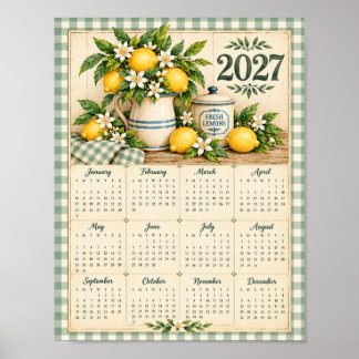 Poster Calendrier 2027 (Gingham et citrons)