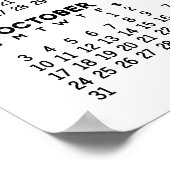 Poster Calendrier 2027 - Noir et Blanc Minimal de Base (Coin)
