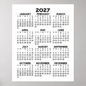 Poster Calendrier 2027 - Noir et Blanc Minimal de Base (Devant)