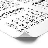 Poster Calendrier 2027 Simple de Base Noir et Blanc (Coin)