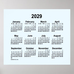 Poster Calendrier 2029 Alice Blue par Janz Print