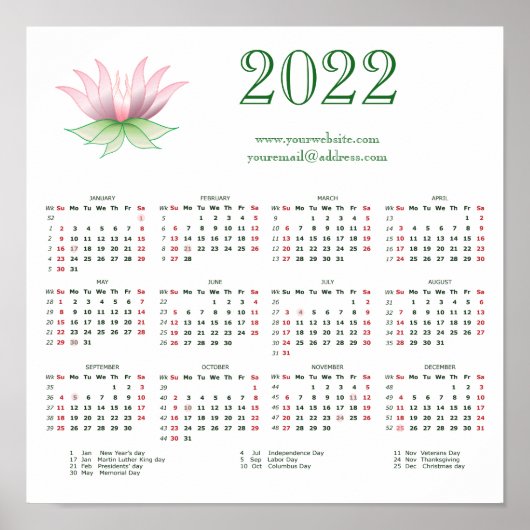 Poster Calendrier 202 pour les entreprises, ajoutez votre (Devant)