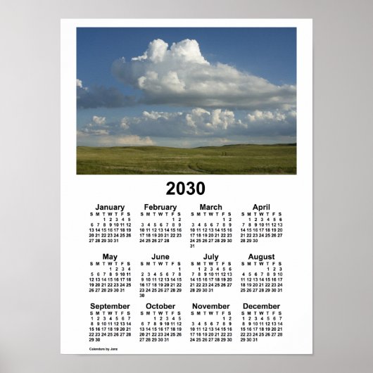 Poster Calendrier 2030 des Nebraska Sandhills par Janz Po (Devant)