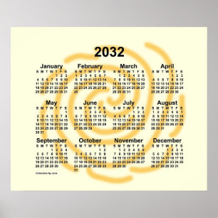 Poster Calendrier 2032 de jours ensoleillés par Janz Post