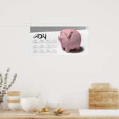 Poster Calendrier 3D Funny Pig 3 2021 28x14 (Cuisine)