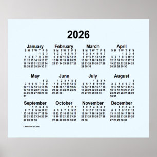 Poster Calendrier Alice Blue 2026 par Janz Print