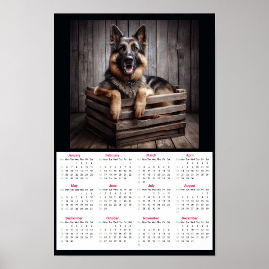 Poster Calendrier allemand Shepherd 2025 (Devant)