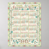 Poster Calendrier annuel 2023 Art nouveau victorien | Sur (Devant)