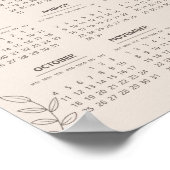 Poster Calendrier annuel 2026 Dessin au trait floral Mini (Coin)