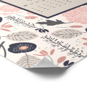 Poster Calendrier annuel 2026 Rose Gris Botanique (Coin)