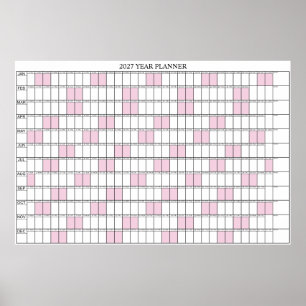 Poster Calendrier annuel 2027 simple à vue murale
